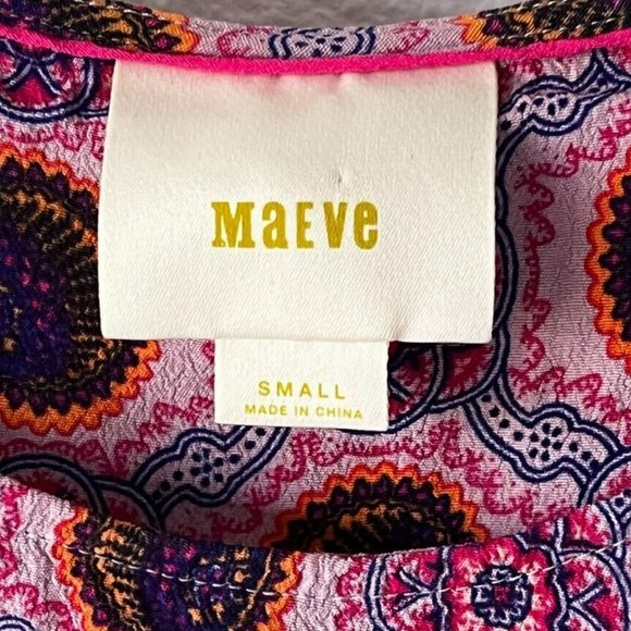 ANTHROPOLOGIE Maeve Purple Medallion Swing Top Printed Blouse Size Small - Picture 6 of 8